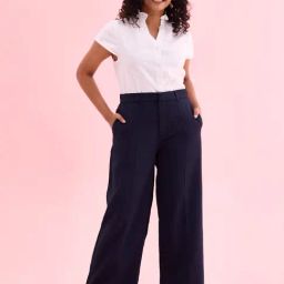 Go Colors! Navy Mid Rise Flared Pants-image-95