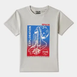 R&B Boys Grey Cotton Graphic Print T-Shirt-picture-15