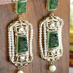 Karatcart Gold-Tone Plated Green Earrings for Women-image-35