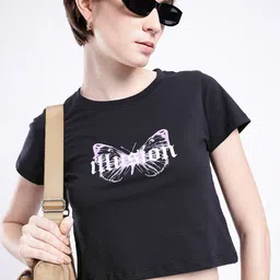 glitchez Illusion Lifestyle Printed Crop T-shirt-picture-13
