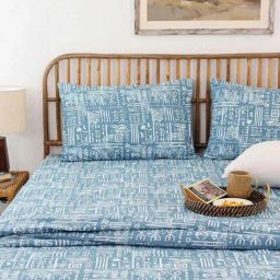 House This Gamathi Light Blue 150 TC Cotton Double Bedsheet Set-picture-47