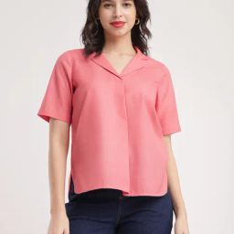 Fablestreet Pink Linen Relaxed Fit Top-picture-43