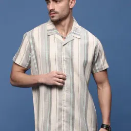 showoffff Showoff Grey Cotton Relaxed Fit Striped Shirt-picture-14