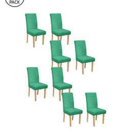 Cortina Set Of 8 Green Printed Chair Covers-picture-1