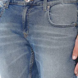 Spykar Blue Slim Fit Heavily Washed Jeans image 4