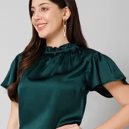 PURYS WORKSPACE Flared Sleeve Satin Blouson Top image 4