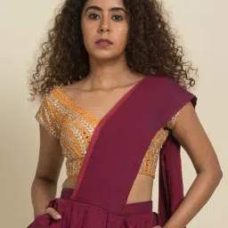 Suta Purple Pure Cotton Ready to Wear Saree Without Blouse image 5