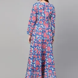 Idalia Royal Blue Cotton Floral Print Anarkali Kurta image 2