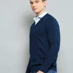 cloak & decker by monte carlo Cloak & Decker Blue Regular Fit Texture Pullover image 3