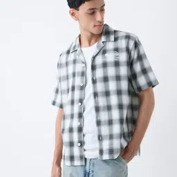 nuon men Nuon by Westside Dark Green Checkered Relaxed-Fit Cotton Shirt-picture-19