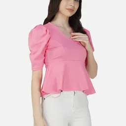 Polyglot Puff Sleeve Peplum Top image 2