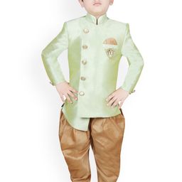 SG YUVRAJ Boys Green & Gold-Coloured Solid Sherwani Set-picture-25