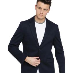 Basics Navy Full Sleeves Notched Lapel Blazer-picture-6