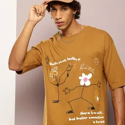 Kook N Keech Men Graphic Printed Drop-Shoulder Sleeves Oversized Pure Cotton T-shirt-picture-28