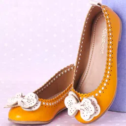 Babyoye Slip on Bellies With Bow Applique - Brown image 1