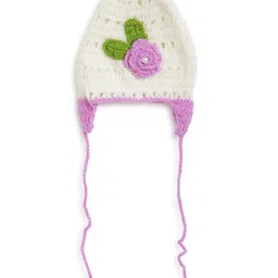 MayRa Knits Flower Embellished Hand Knitted Cap- Cream-picture-23