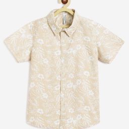 Campana 100% Cotton Woven Half Sleeves Floral Printed Shirt - Beige-picture-5
