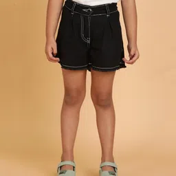 Tales & Stories Cotton Woven Frayed Shorts - Black-picture-18