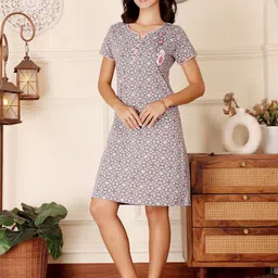 Bodycare Women Pure Cotton T-shirt Nightdress-image-94