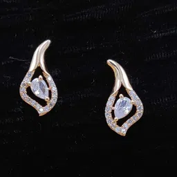 JYONA Rose Gold-Plated American Diamond & CZ Studded Contemporary Studs-picture-20