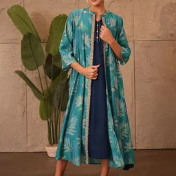 House Of Zelena Floral Printed A-Line Midi Maternity Dress-image-53