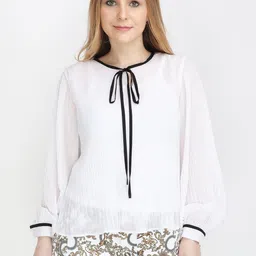 CORSICA Tie-Up Neck Bishop Sleeves Georgette Top-picture-25
