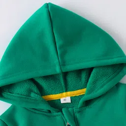 Kookie Kids Full Sleeves Front Open Hooded Sweatshirt With Football Print & Kangaroo Pockets - Green image 3