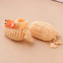 MayRa Knits Hand Knitted Woven Pack Of 2 Fox & Owl Applique Detailed Booties -Blue & Orange image 5