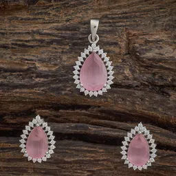 Kushal's Fashion Jewellery Rhodium-Plated Cubic Zirconia-Studded Pendant Set-picture-31