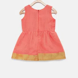 MANY FROCKS & Girls Pink Solid Fit and Flare Dress image 2