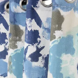 Soumya Blue & White Floral Print Single Window Curtain image 3