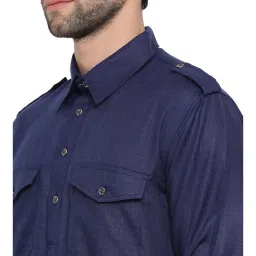 VASTRAMAY Navy Cotton Regular Fit Pathani Kurta image 4