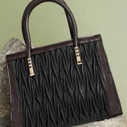 HauteSauce Black Textured Medium Handheld Handbag image 1