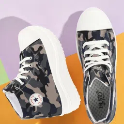 Fausto Women's Grey Ankle High Sneakers image 1