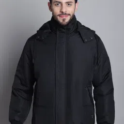 Cantabil Black Regular Fit Hooded Jacket image 1