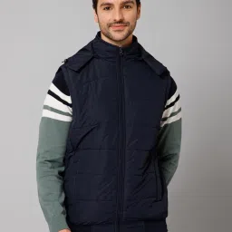 Cantabil Navy Regular Fit Hooded Jacket image 1