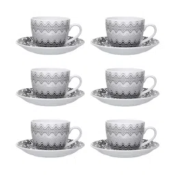 Clay Craft Multicolor Fine Ceramic Cup & Saucer Set of 12- 210 ml image 3