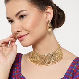 Zaveri Pearls Gold-Toned Stone-Studded Jewellery Set-picture-17