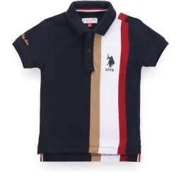 U.S. Polo Assn. Boys Blue & White Cotton Striped Polo T-Shirt image 1