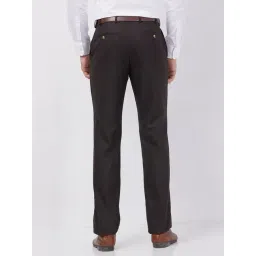 Park Avenue Brown Regular Fit Striped Trousers image 2