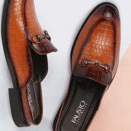 Fausto Men's Tan Mule Shoes image 1