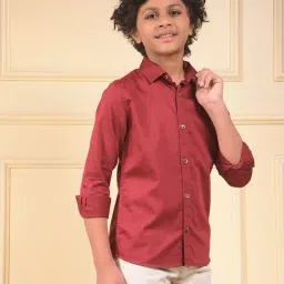 Crimsoune Club Boys Maroon Cotton Slim Fit Shirt image 4