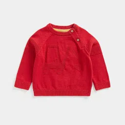 Mothercare Kids Red Textured Full Sleeves Sweater image 1