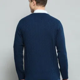 cloak & decker by monte carlo Cloak & Decker Blue Regular Fit Texture Pullover image 2