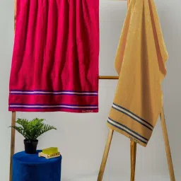 Nautica Vintage Crew Stripe Burgundy & Beige Cotton 500 GSM Zero Twist Bath Towel - Set of 2 image 1