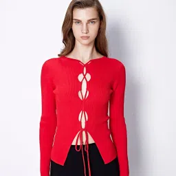 Cover Story Red Regular Fit Sweater image 1