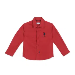 U.S. Polo Assn. Kids Red Solid Full Sleeves Shirt image 1