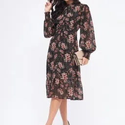 Kibo Black Georgette Print Midi Dress-picture-32