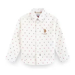 U.S. Polo Assn. Kids White Printed Full Sleeves Shirt image 1