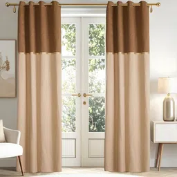 Home Centre Elrene Whimsy Beige & Brown 2 Pieces Colourblocked Door Curtains-picture-32